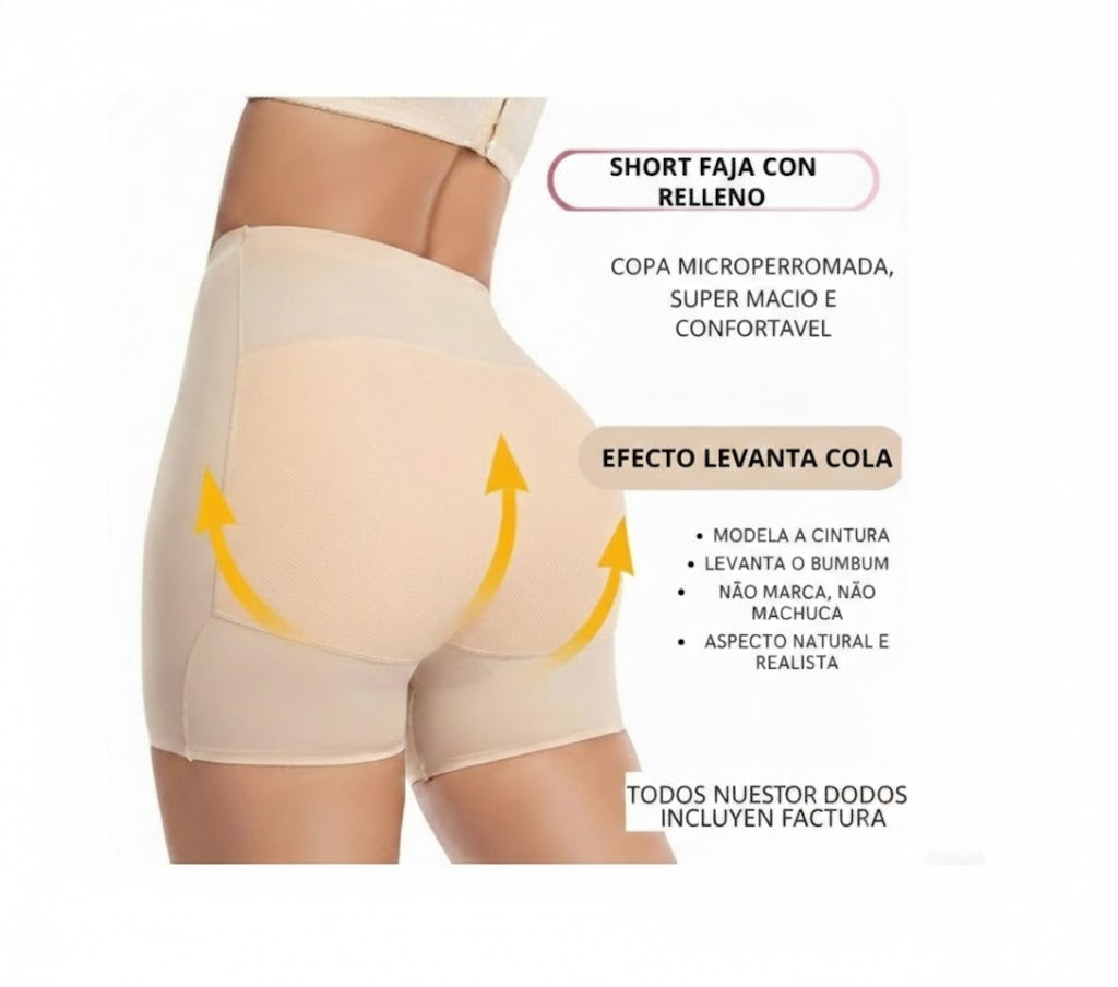Short Moldeador Levanta Glúteos con Relleno – Efecto Natural Inmediato